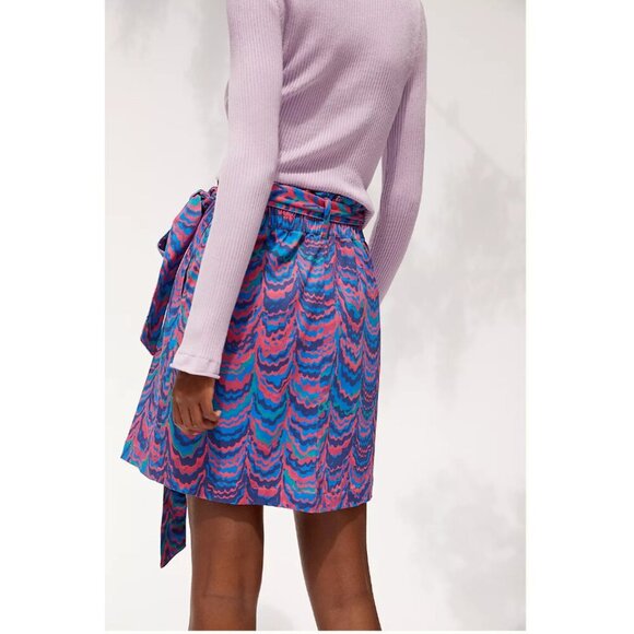 Anthropologie Porridge Iris Wrap Mini Skirt Spring Summer Pink Blue Size XS NWT - Picture 2 of 12